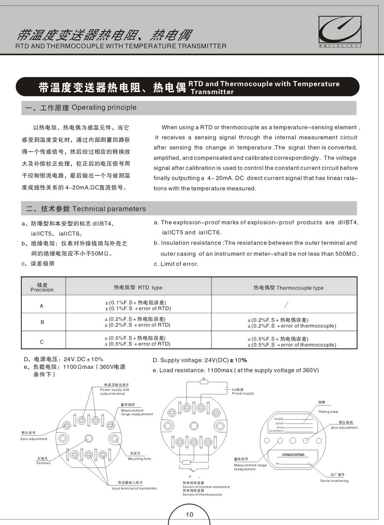 一體化溫度變速器帶熱電偶(阻)(圖2)